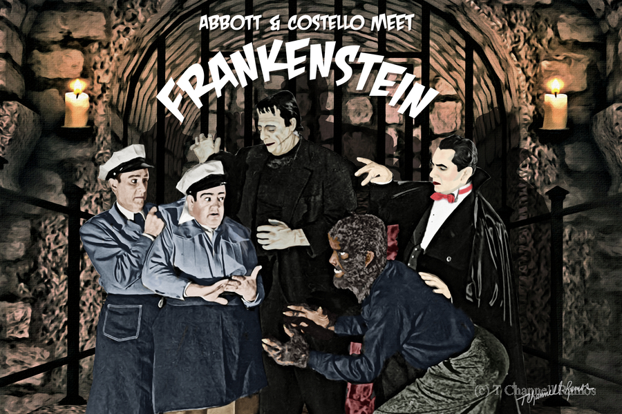 Abbott Costello Meet Frankenstein Movie Portrait Print by T