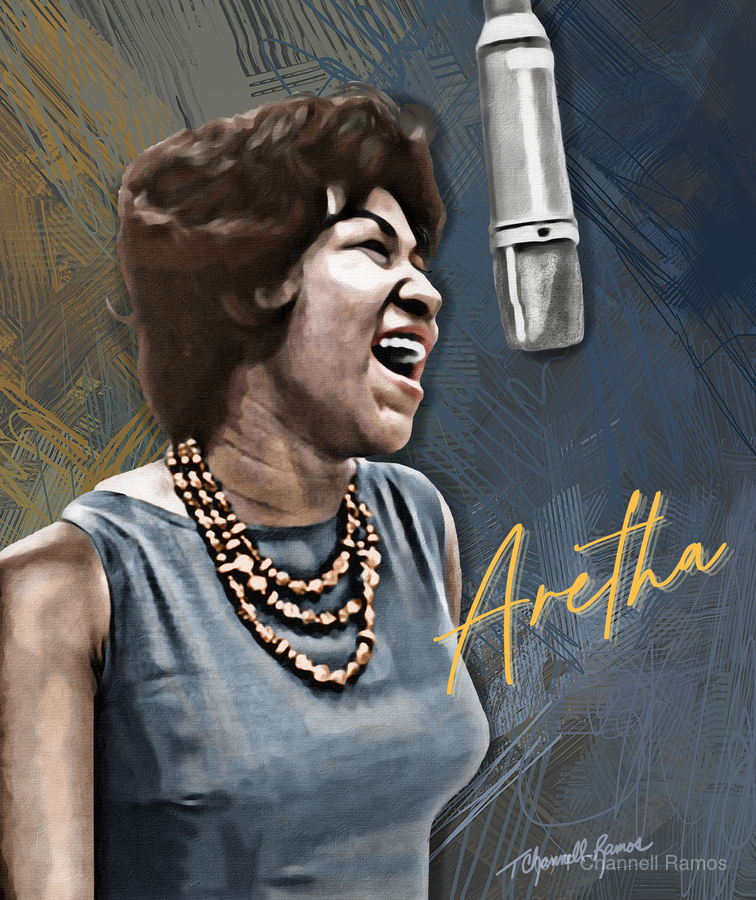 Aretha Franklin the Queen of Soul Portrait by T Channell Ramos