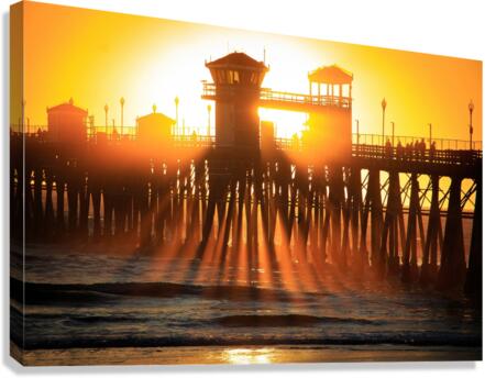 Sunset Pier Rays Canvas Print