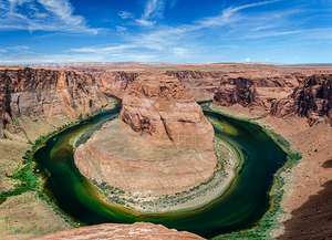 Famous Horseshoe Bend of the Colorado River at the beginning of the Grand Canyon in Page