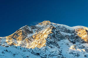 The Majestic Ortler Mountain in the European Alps in the clear morning light