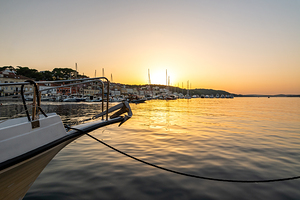 Beautiful sunset in the harbour of Mali on the island of Losinj in the Adriatic Sea Croatia