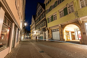 Night shot of picturesque alley in the historic oldtown of Tübingen Germany