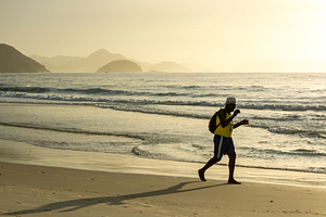 Morning walk at Copacabana Beach in Rio de Janeiro
