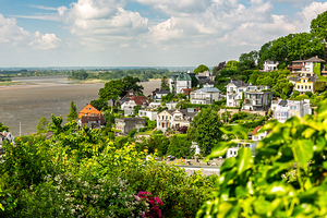 Famous Treppenviertel in Hamburg Blankenese at the Elbe River
