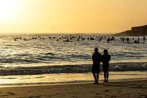 Sunrise at Copacabana Beach in Rio de Janeiro