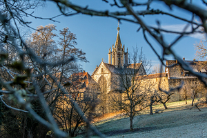 Historic medieval monastery of Bebenhausen in gorgeous winter landscape  