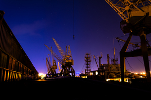 Harbour Cranes at Night