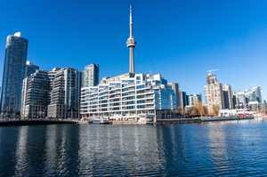 View of modern buildings at the waterfront in Toronto Canada