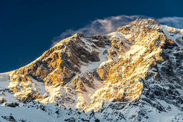 Gorgeous sunrise at the top of the Ortler Mountain in South Tyrol  Print
