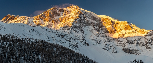 Panorama Shot of the Ortler Mountain in the European Alps at Sunrise Print