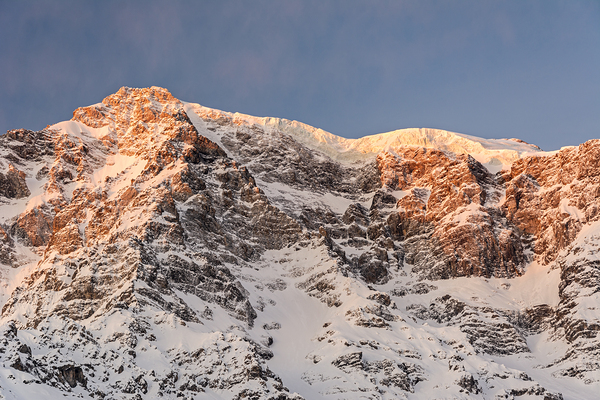 Glacier on top of the Ortler Mountain at sunrise Print