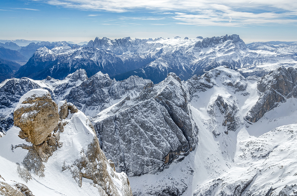 Scenic mountain range in the Dolomites in the European Alps Print