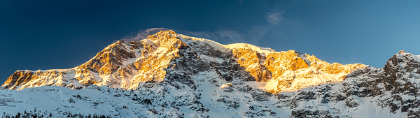 High resolution panorama shot of the Ortler Mountain in the European Alps at sunrise Print