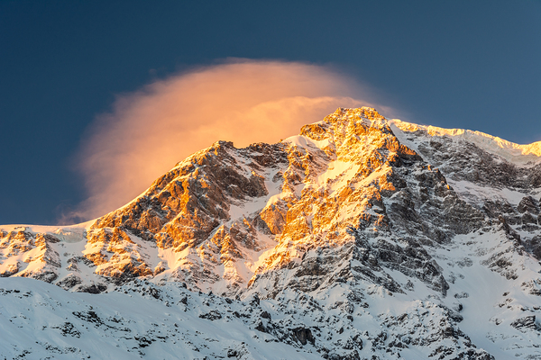 The Majestic Ortler Mountain in the European Alps at Sunrise Print