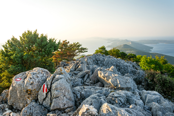 Beautiful view from the top of the Osorcica Televrina mountain on the island of Losinj Croatia Print