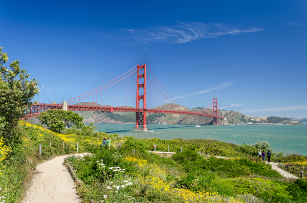 Park at the Golden Gate Bridge in San Francisco by caladoart