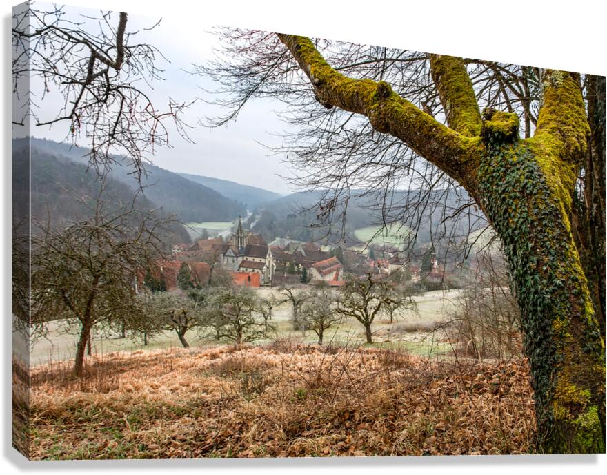 Landscape around the ancient monastery of Bebenhausen in winter Canvas Print