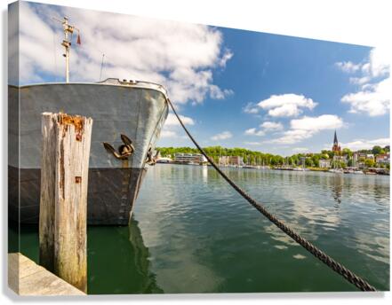 Scenic view of the harbour and waterfront in Flensburg Germany Canvas Print