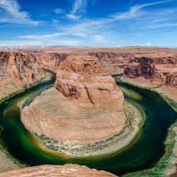 Famous Horseshoe Bend of the Colorado River at the beginning of the Grand Canyon in Page