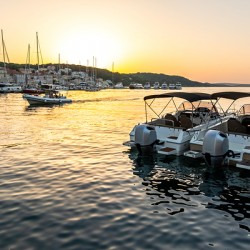Beautiful sunset in the marina of Mali on the island of Losinj in the Adriatic Sea Croatia