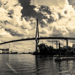 Panorama shot of the iconic Köhlbrandbrücke in Hamburg