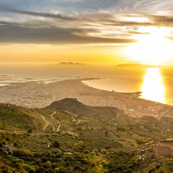 Beautiful golden sunset over Trapani on Sicily 