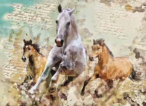 horses running paint 1