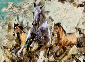 horses running oilpaint 2