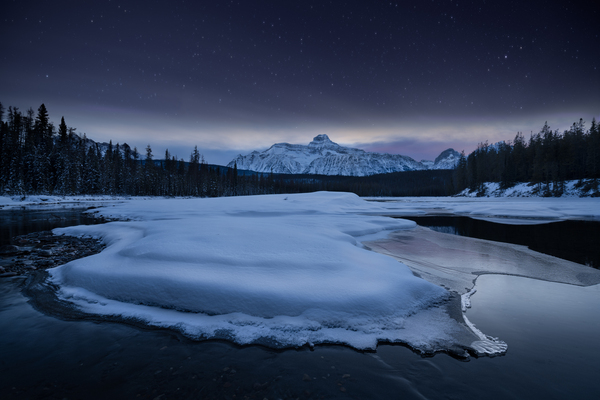 Mount Christie on a moon lit night Print
