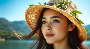 Embrace the Breeze: A Young Woman in Harmony with Nature