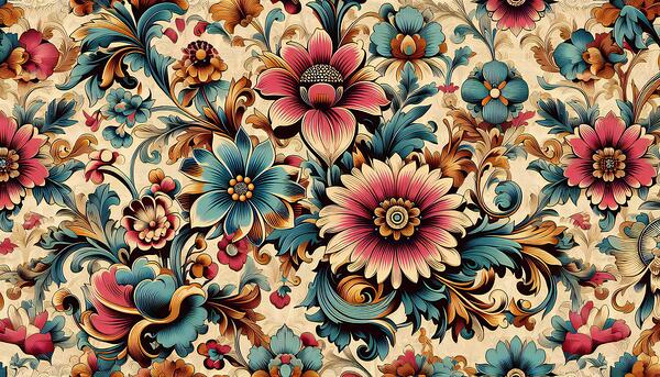 Retro Floral Patterns Print