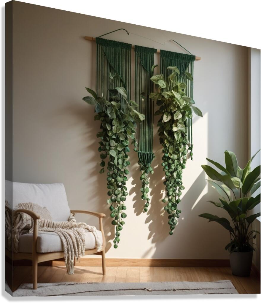 Boho Leaf Macrame Wall Hanging Canvas Print