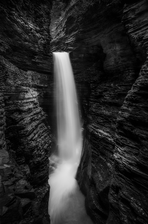 Monochrome Majesty: Watkins Glen Waterfall