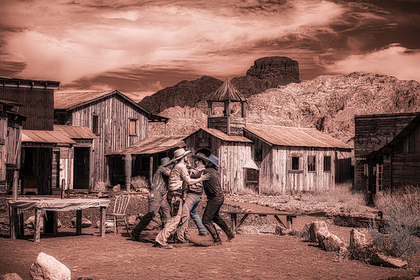 Rugged Standoff in a Deserted Town Print