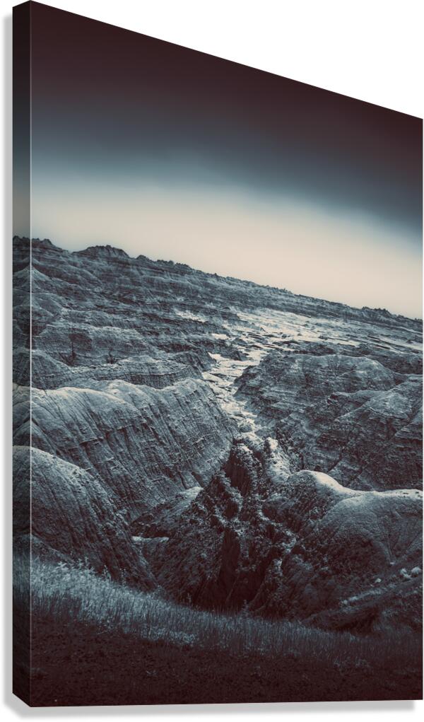 Shadows of the Earth: The Enchanting White River in Badlands Canvas Print