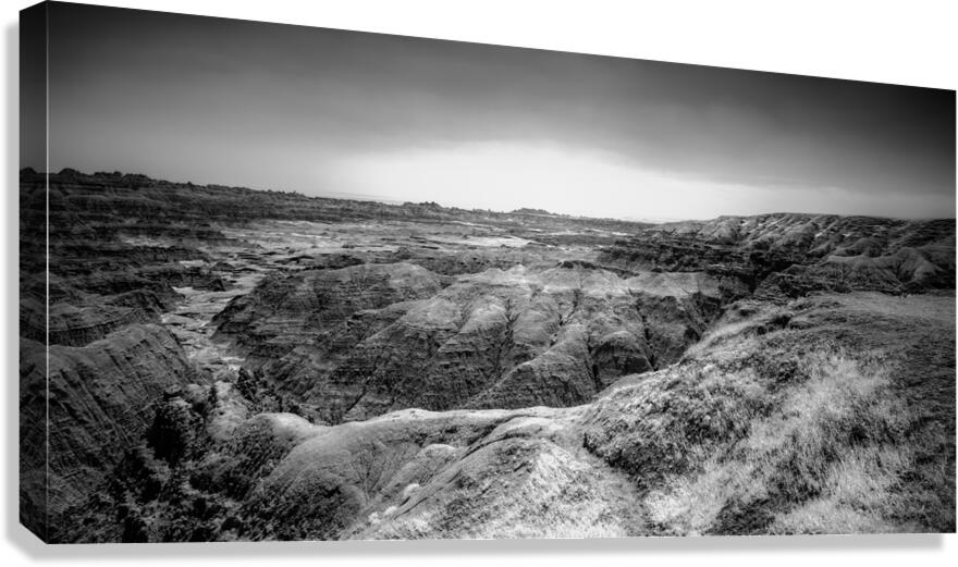 Shadows of the Earth: Echoes of the Badlands White River Canvas Print