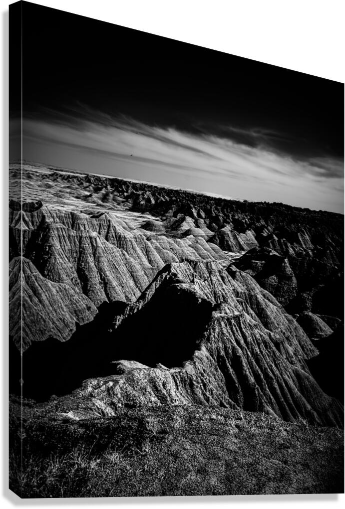 Shadows of the Earth: A Shadowy Ethereal Dance in the Badlands Canvas Print