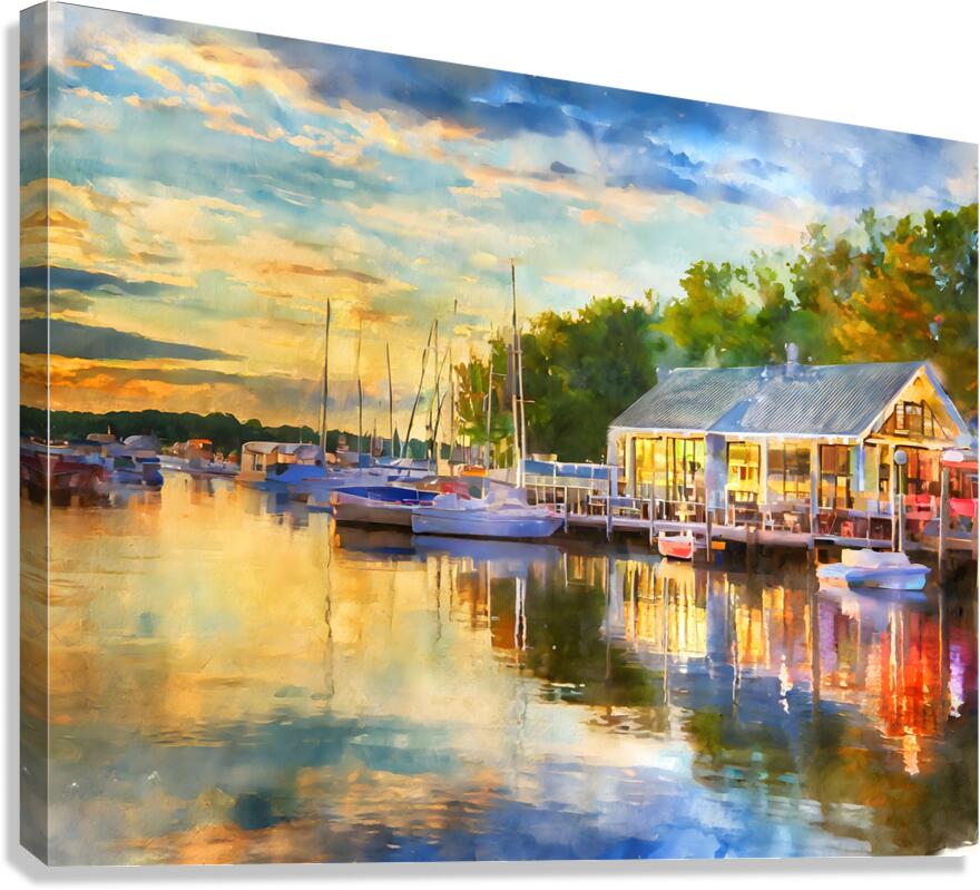 Riverside Dining in Vermilion Canvas Print