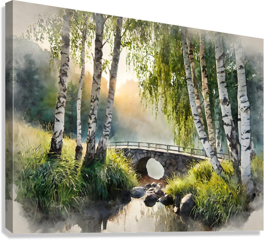 Birch Glen Stone Bridge Canvas Print
