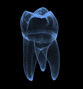 Molar tooth from dots 3D illustration