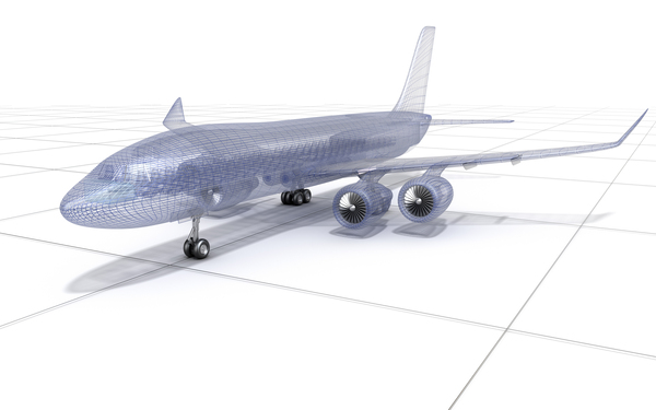 Airplane wire model 3D illustration Print