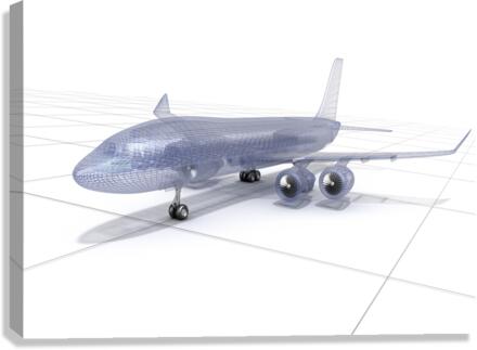 Airplane wire model 3D illustration Canvas Print
