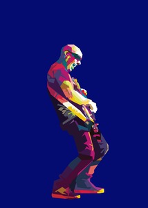 Joe Satriani Pop Art WPAP Blue Background