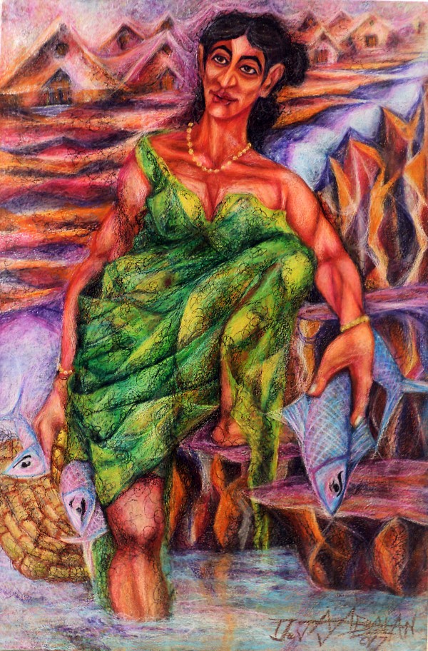 Fishing through a rigorous waterfall_1524638675.18 Print