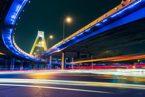 Traffic at night in Chengdu
