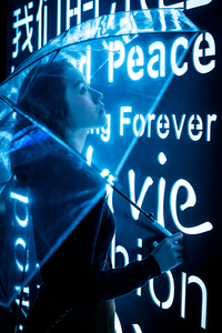 Neon portrait at night