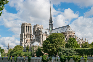 Notre Dame de Paris against blue sky