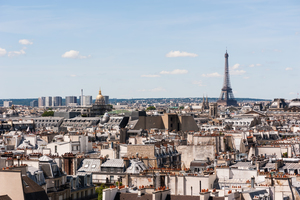 Paris skyline aerial view on a sunny day