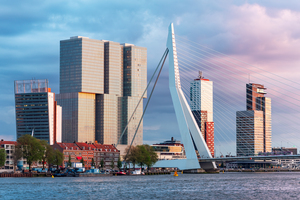 Rotterdam skyline at dusk